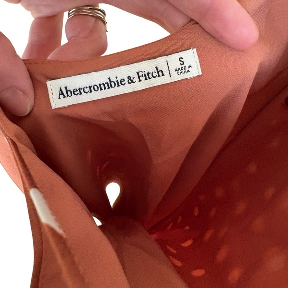 Abercrombie & Fitch Mini Dress Women's Small Red Satin Cowl Neck Polka Dot - Picture 8 of 8